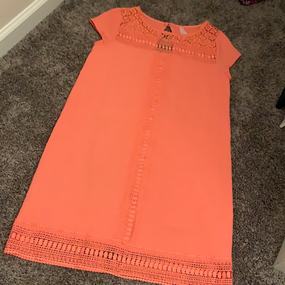 Xhilaration Orange Lace Detail Shift Dress
